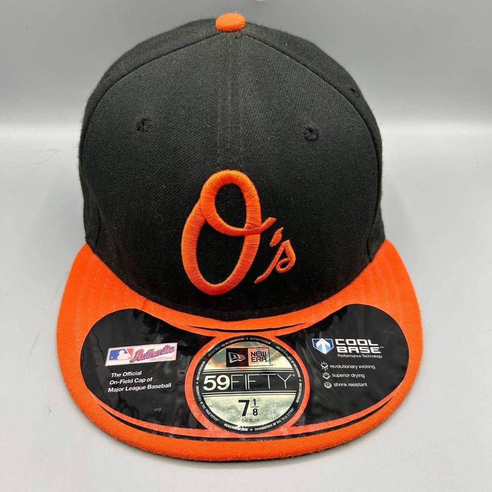 Baltimore Orioles MLB Hat Men 7 1/8 Black Red 59Fifty New Era Fitted Cap